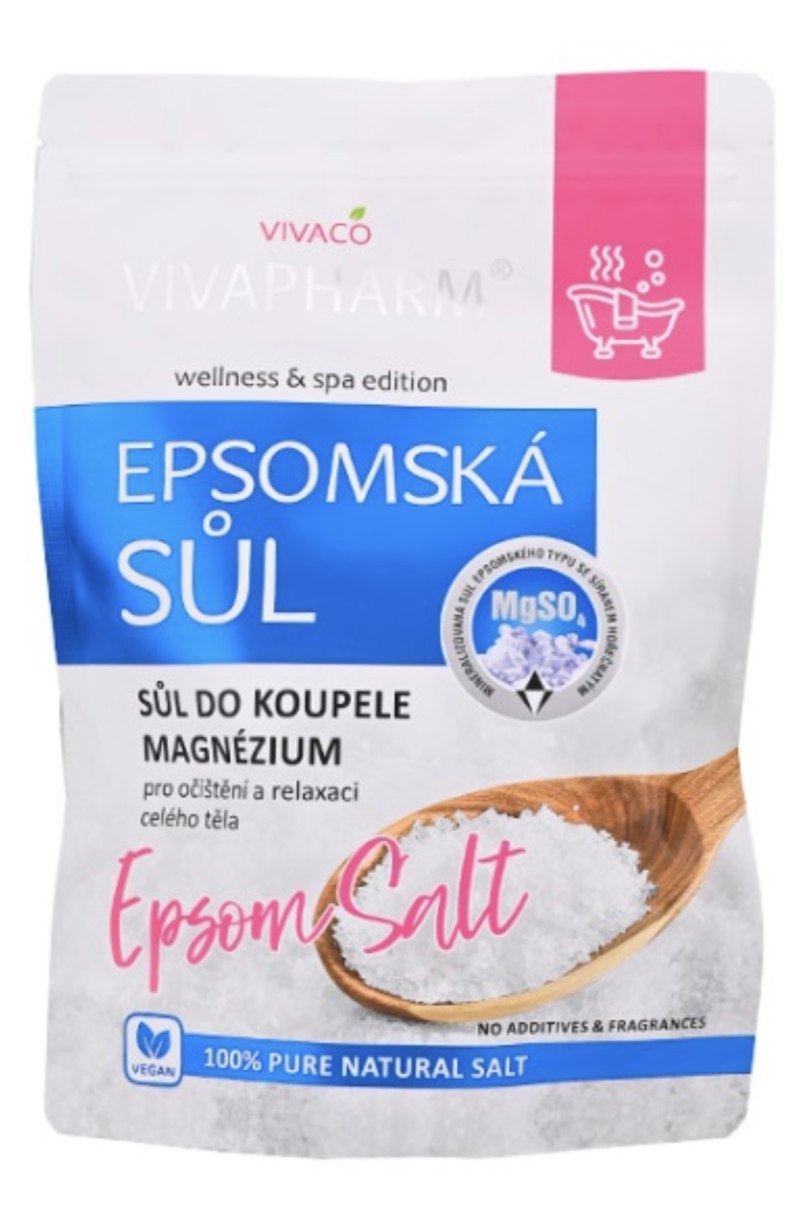 Vivaco Epsomská sůl do koupele OČISTA & RELAX 1000 g