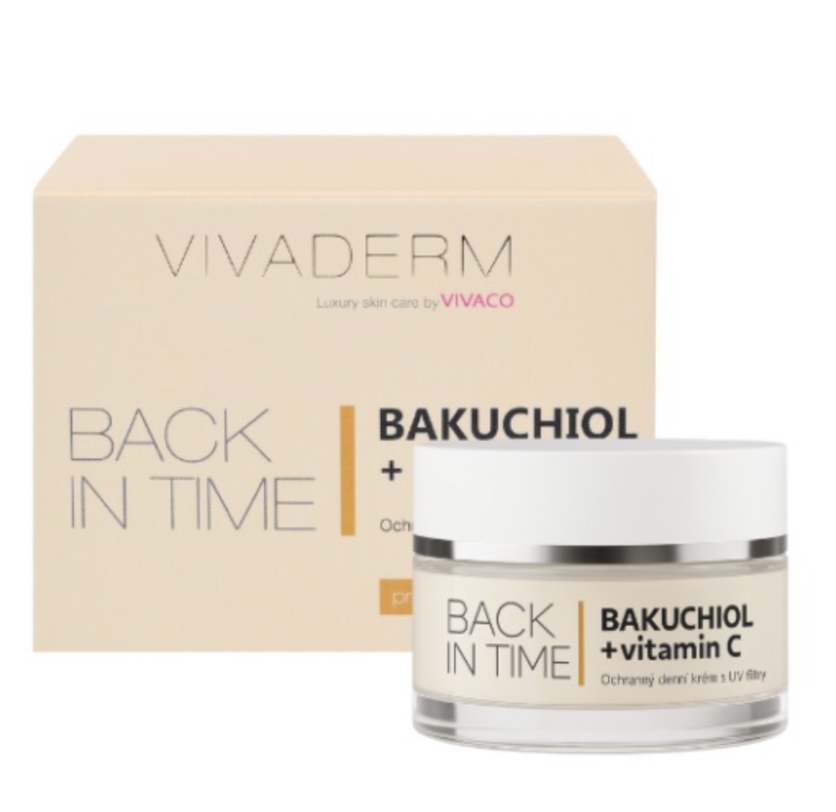 Vivaco Ochranný denní pleťový krém BAKUCHIOL +vitamin C BACK IN TIME 50 ml