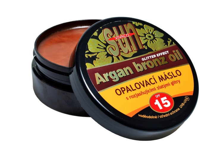 Vivaco Opalovací máslo Glitter effect s BIO arganovým olejem SPF 15 SUN 200 ml  MOMENTÁLNĚ 1KS SKLADEM!